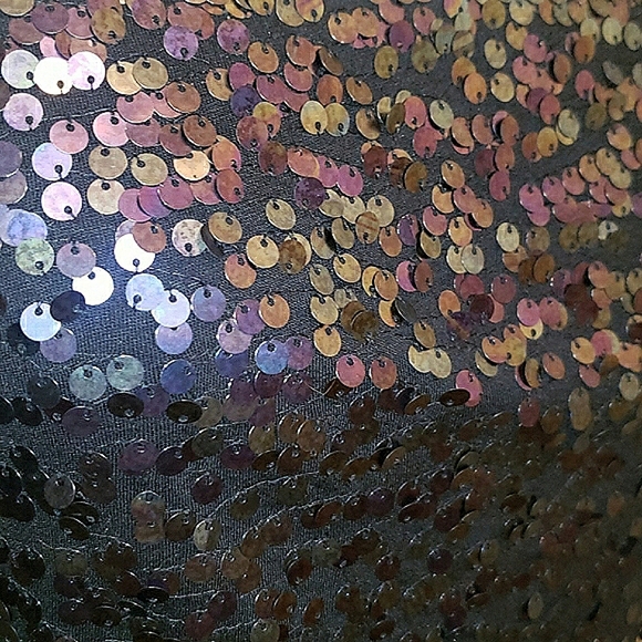 Express Iridescent Metallic Sequins High-Low Strapless Tube Top w/Built-In Bra M - Picture 9 of 16